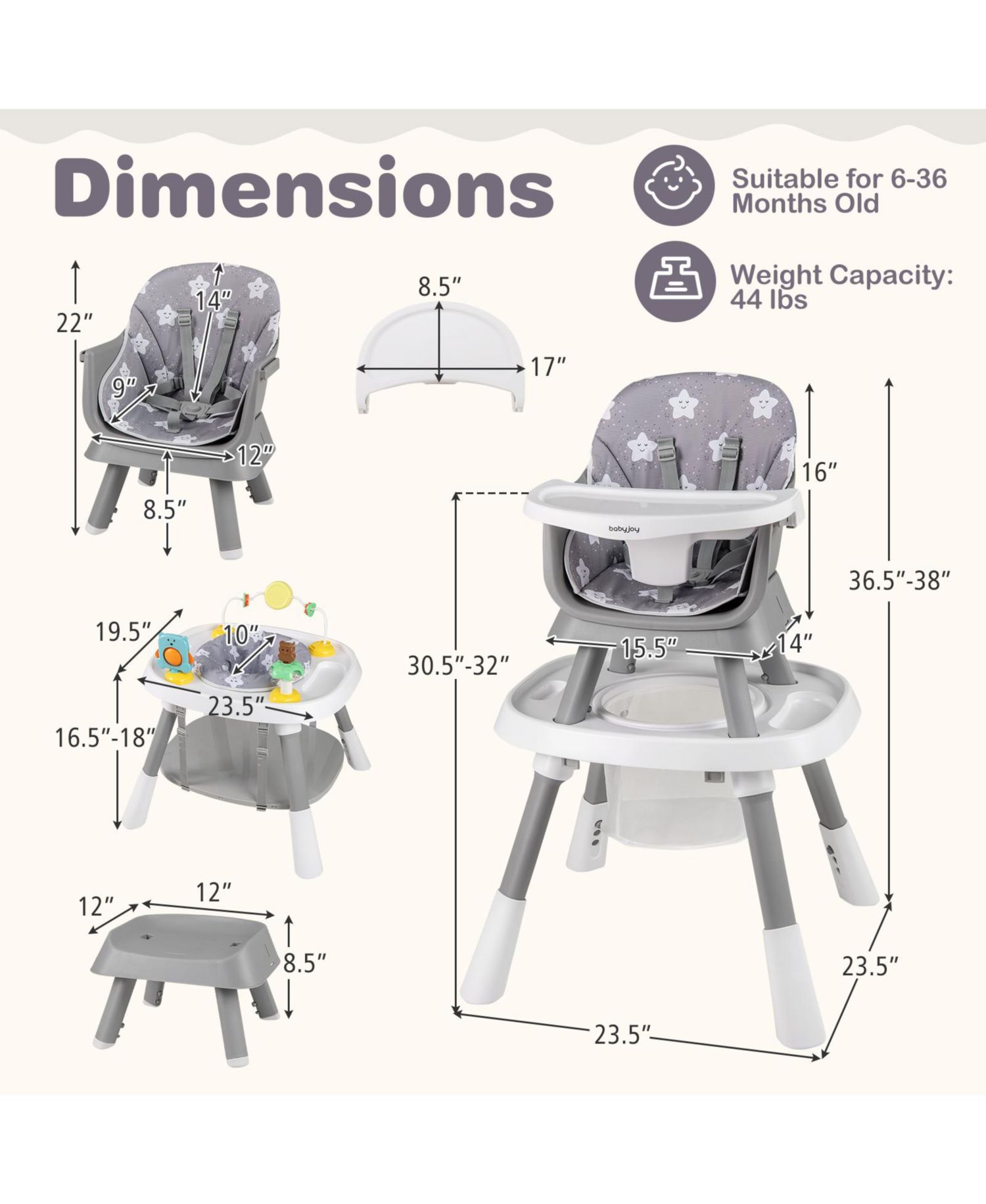 16-in-1 Baby High Chair w/ Activity Center Booster Seat Building Block Table