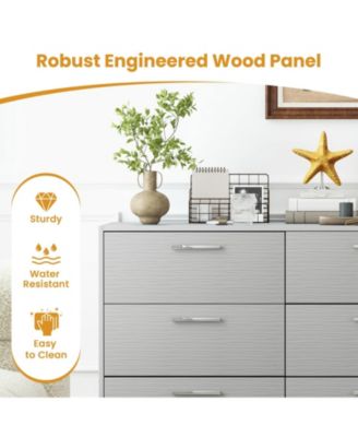 6 Drawer Storage Cabinet with Metal Legs Handles with Anti-Toppling Devices