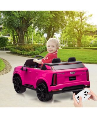 2 Seater Ride on Truck, 24V Licensed Cadillac Kids Car Electric Vehicles w/Remote Control, 3 Speeds, LED Lights