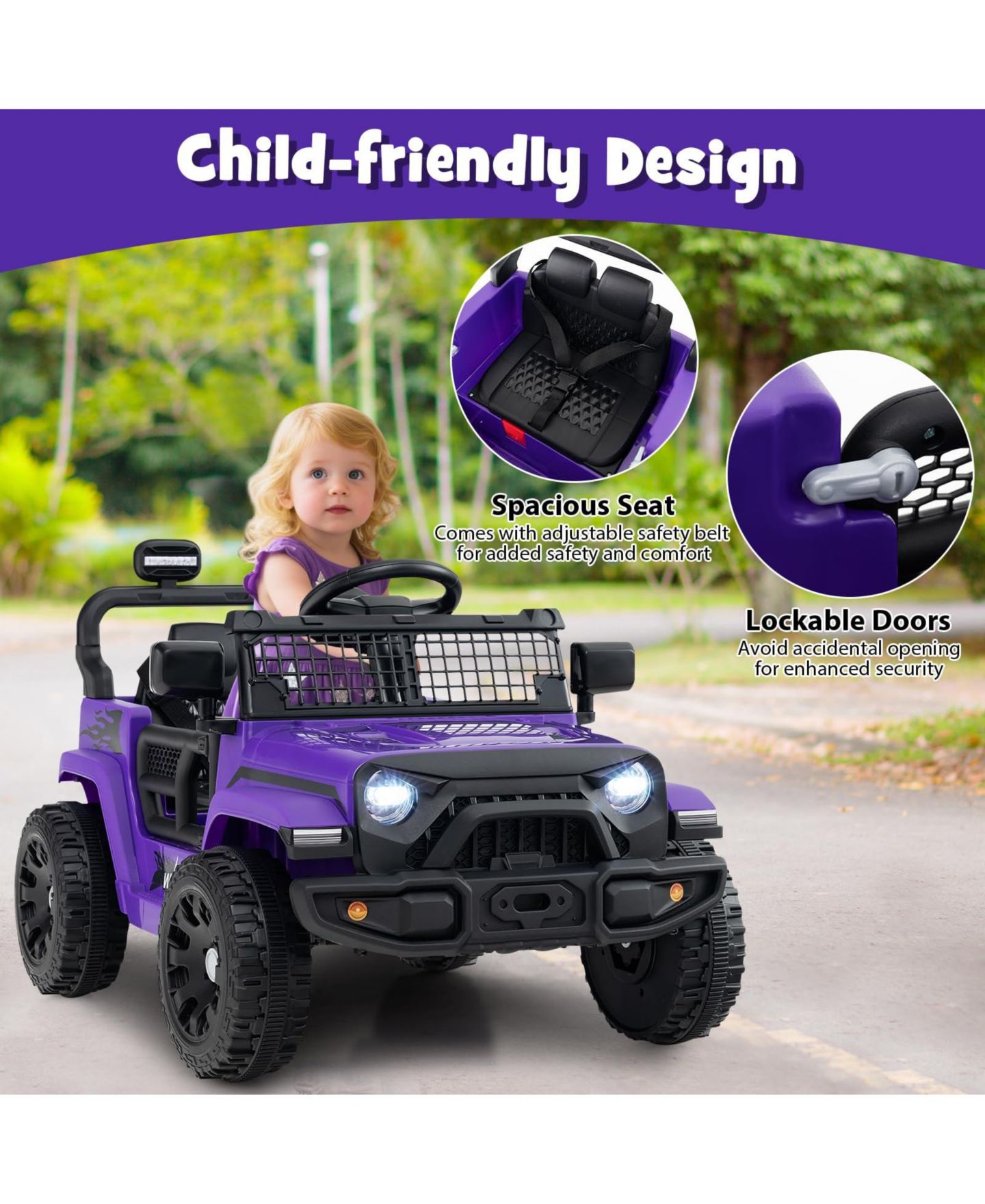 Детская игрушка Mecale 12V Kids' Ride-on Truck with Battery Powered & Remote Control, Ages 3+, цвет: Фиолетовый — фото 7