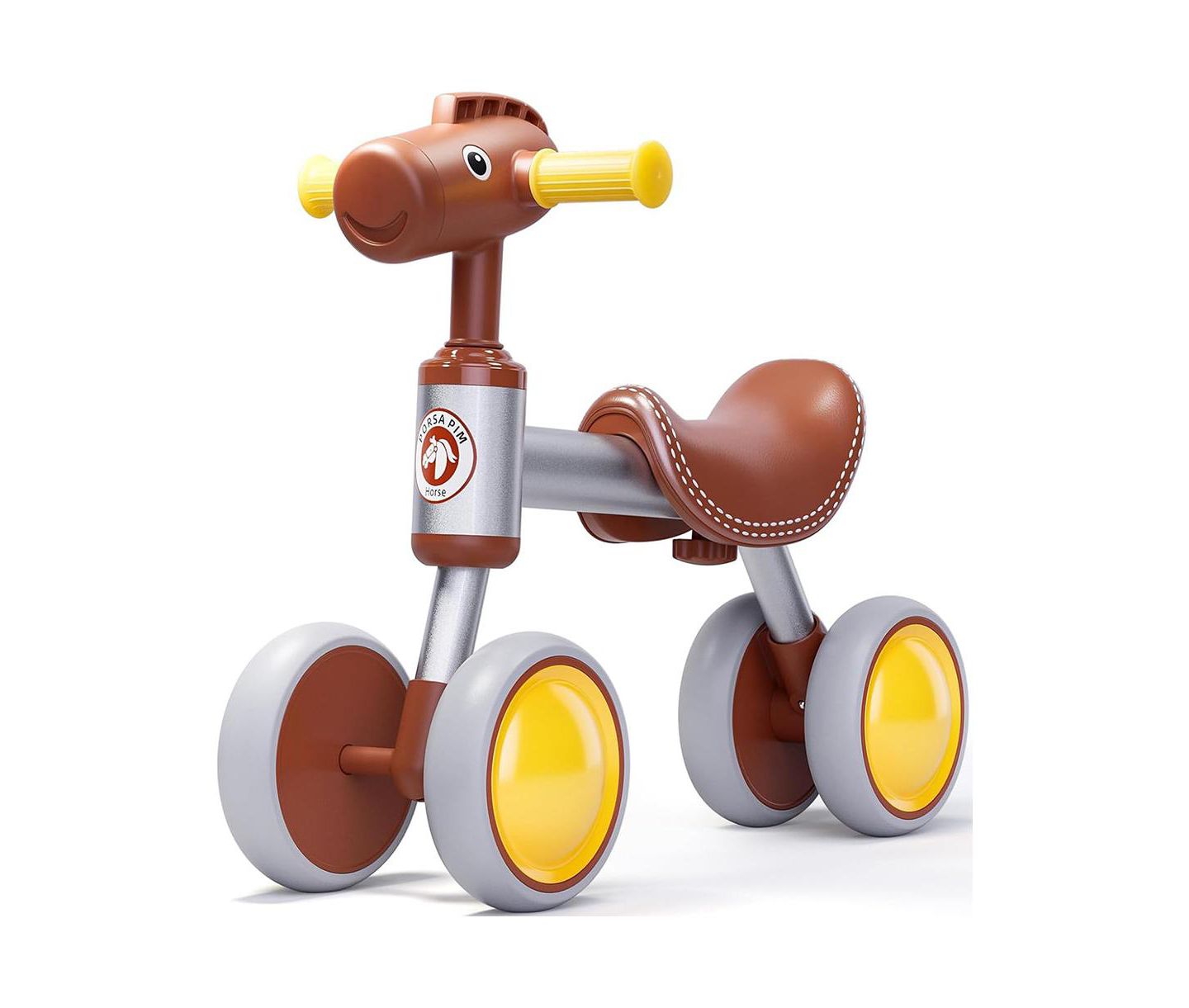 Детская игрушка Mecale Baby Balance Bike No Pedal 4-Wheel Bicycle, цвет: Коричневый — фото 1