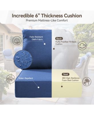 Crescent Outdoor 2-Person Wicker Glider Patio Swivel Chairs with Olefin 6 in. Thick Cushions