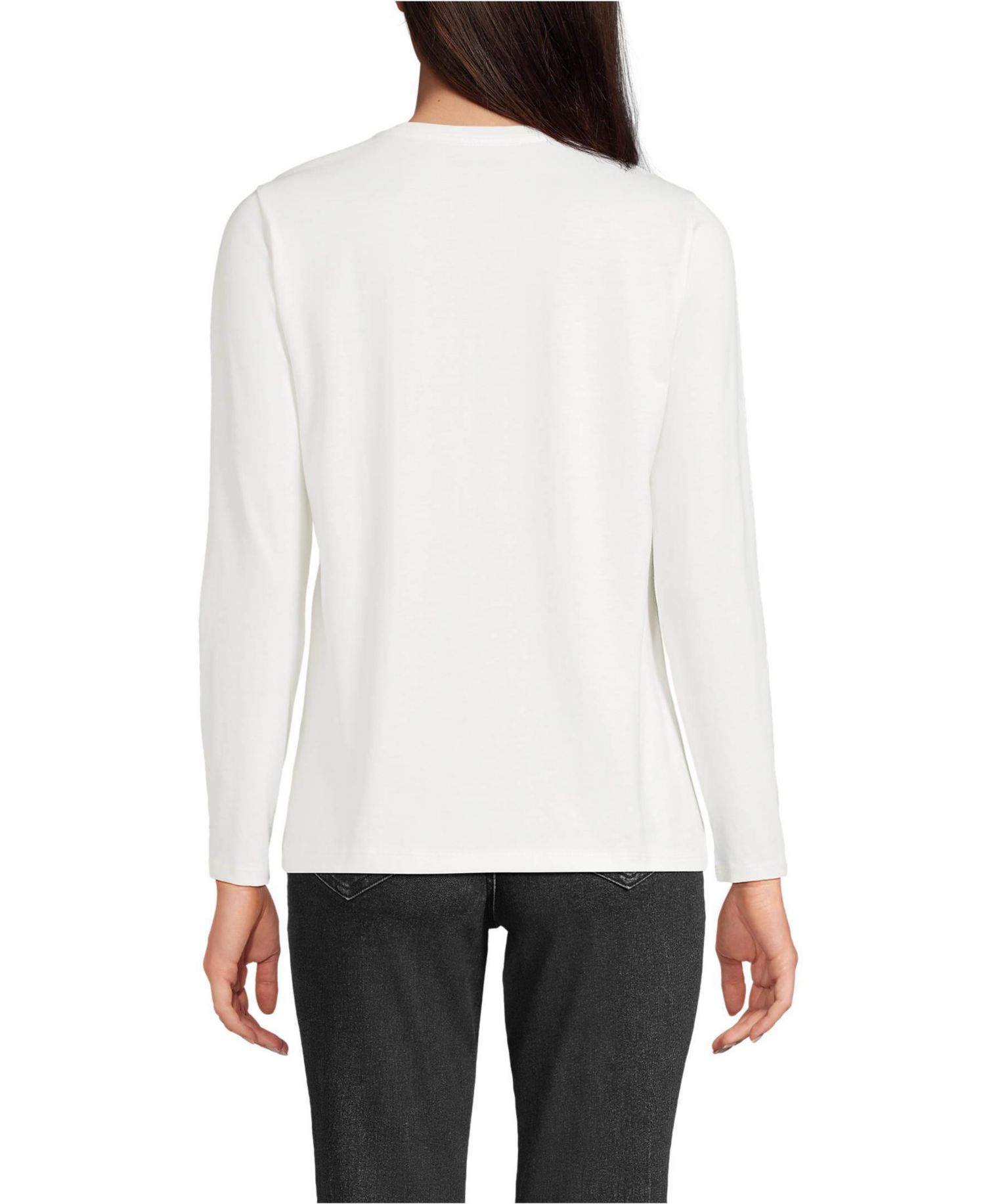 Petite Relaxed Supima Cotton Long Sleeve V-Neck T-Shirt