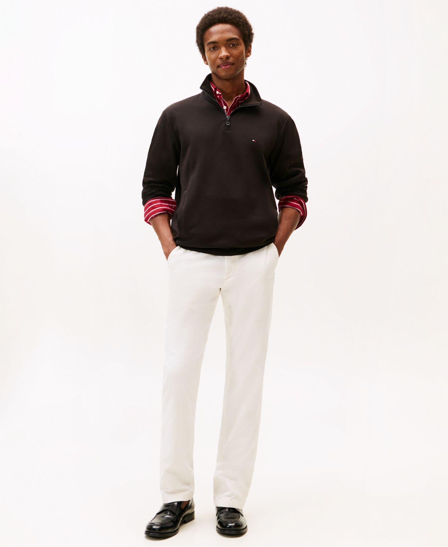 Мужской свитшот Tommy Hilfiger Essential Intechno Knit Regular-Fit Quarter-Zip, цвет: Чёрный — фото 2
