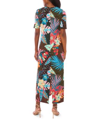 Women's 3/4-Sleeve Crewneck Maxi Dress