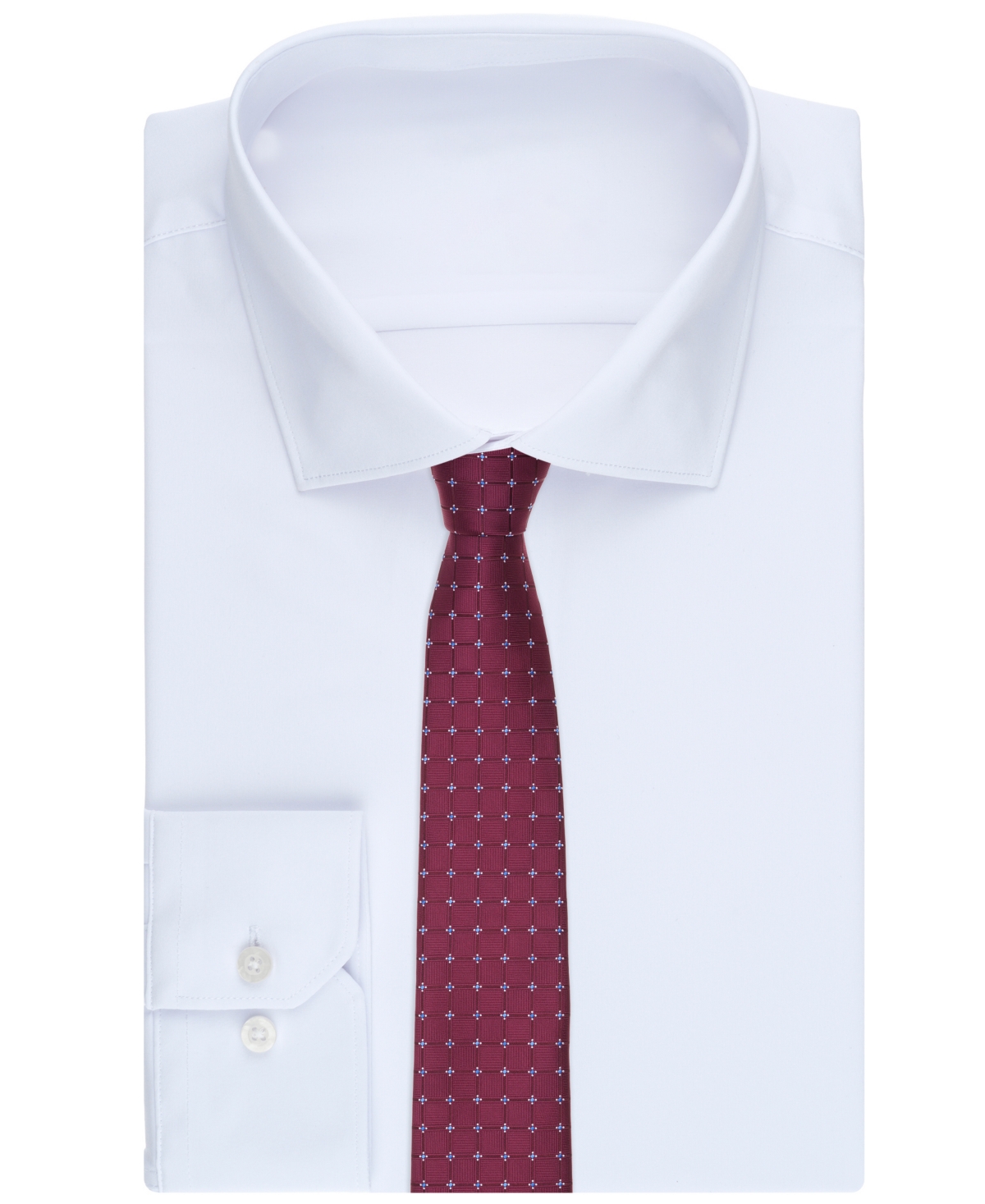 Club Room Men's Meyers Grid Pattern Tie, Macy's Exclusive In Burgundy