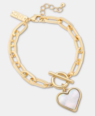 I.N.C. International Concepts - Mother-of-Pearl Heart Charm Link Bracelet