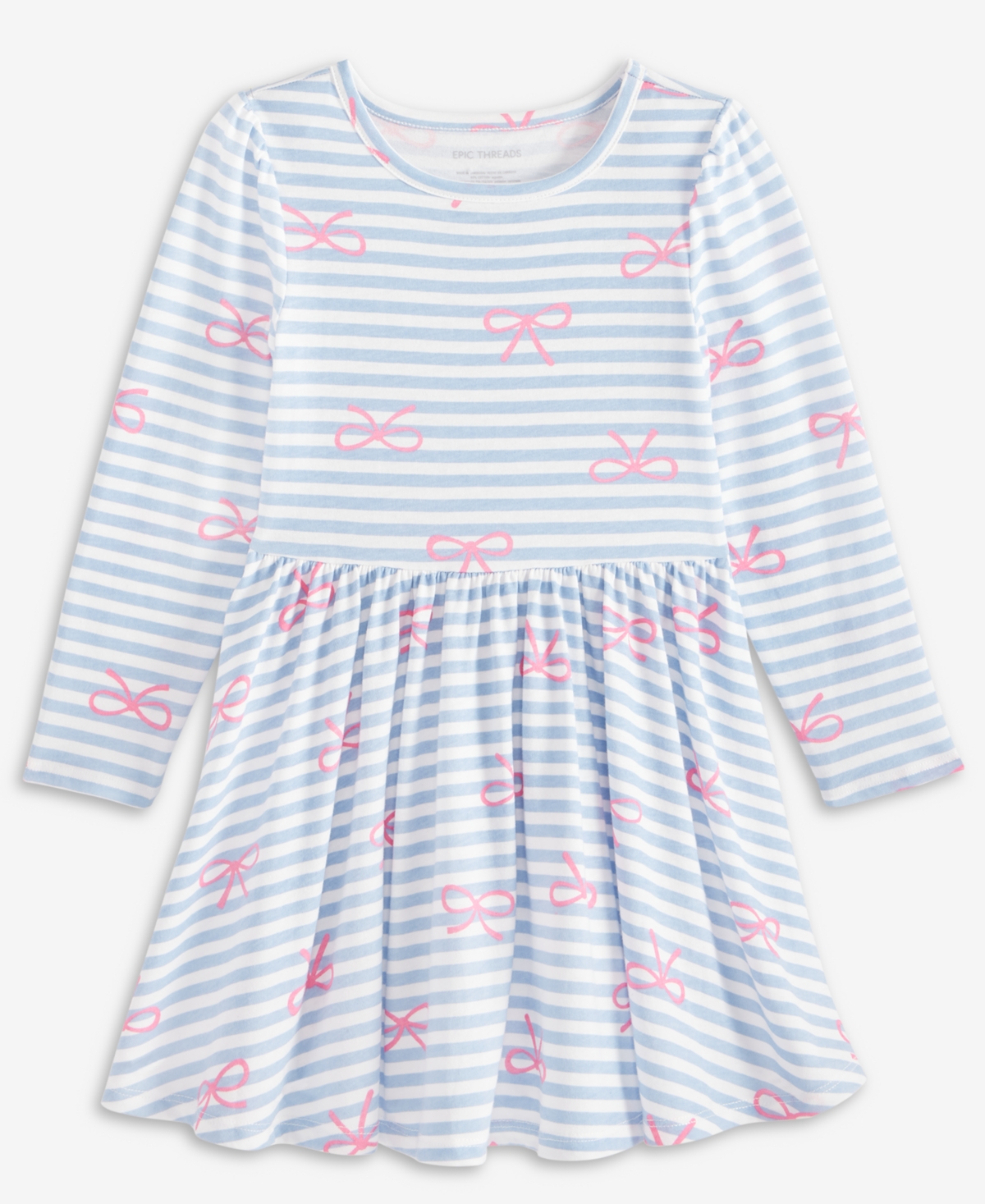 Epic Threads Girls Toddler 2T-4T Striped Bow Print Dress, Macy's Exclusive