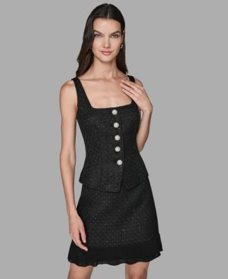 KARL LAGERFELD PARIS - Women's Novelty Button-Detail Top