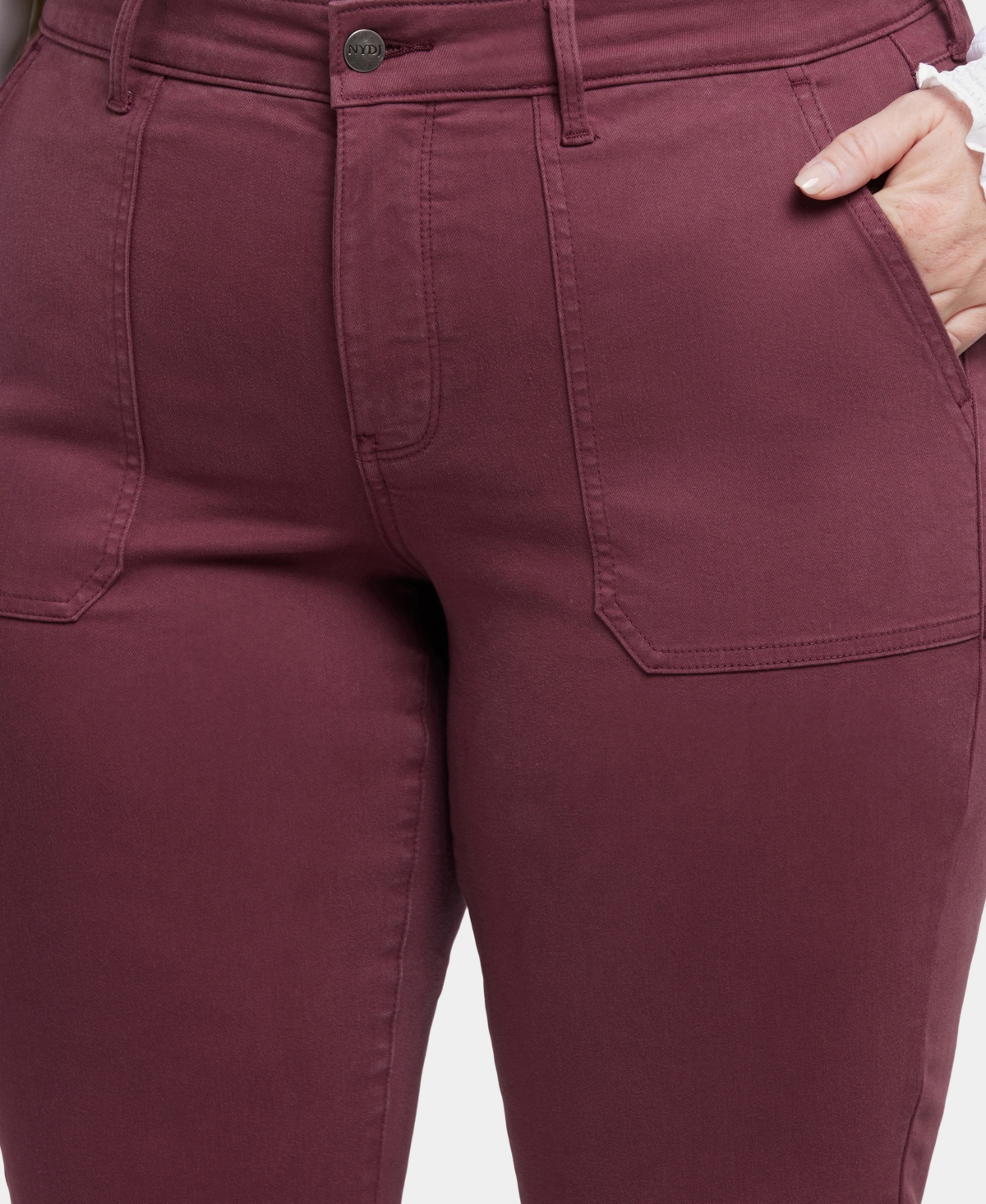 Nydj Plus Size Marilyn Straight Leg Denim Jeans With Utility Pockets In Burgundy