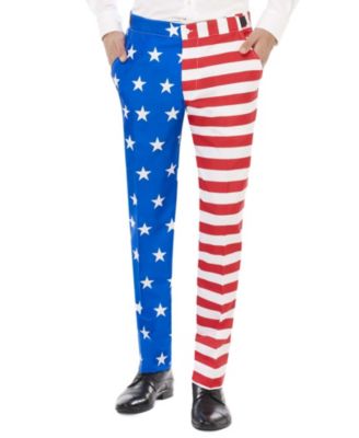 Men’s USA Suit - American Flag Outfit Slim Fit - Blue - Red - White