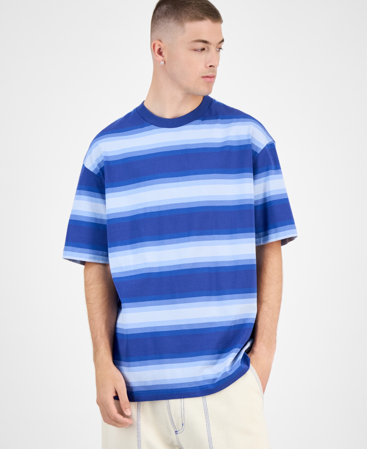 Hugo Boss Men's Cotton Nisote Striped Crewneck T-Shirt