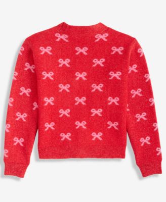 Girls' 5-20 Bow Pattern Long-Sleeve Cardigan, Macy's Exclusive