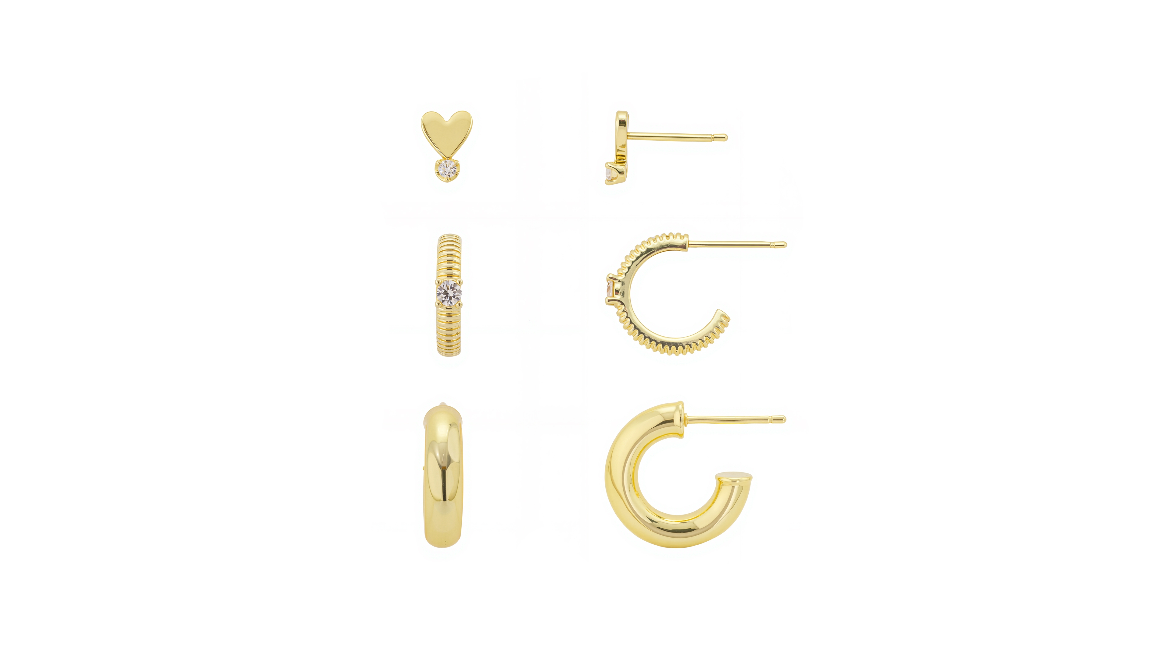 Unwritten Cubic Zirconia Heart Stud and Hoops Earring Set