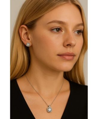 Two Carat Halo Cubic Zirconia Pendant Necklace