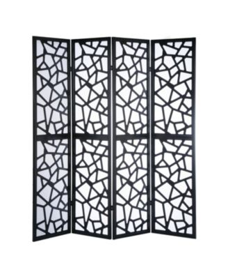 Giyano 4 Panel Screen Room Divider, Black