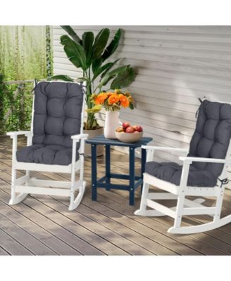 Outdoor 42"x 20" x5" Tufted Back Cushions Patio Replacement Chair Cushion with Ties, Water and Fade Resistant for All Weather, Set of 2