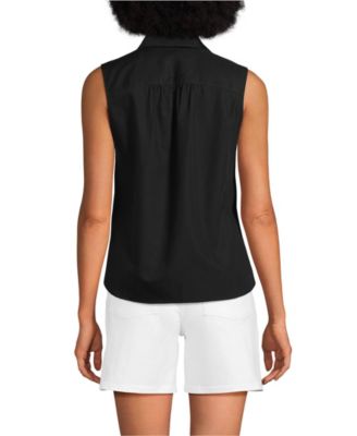 Women's Sleeveless No Iron Shirt with Lace Inset