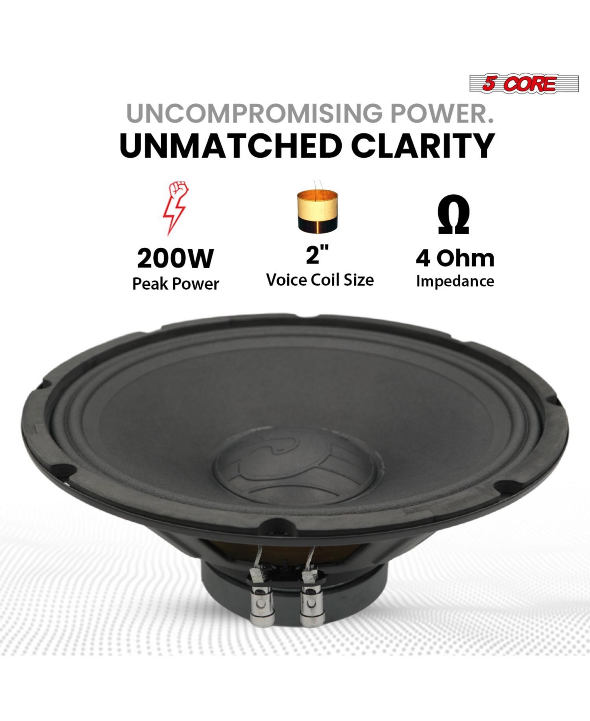 5 Core 12 Inch Speaker 200W Car Loudspeaker 4 Ohm Replacement Driver w 30 Oz Y30 Magnet for Vehicle - Sp 12120 4OHMS