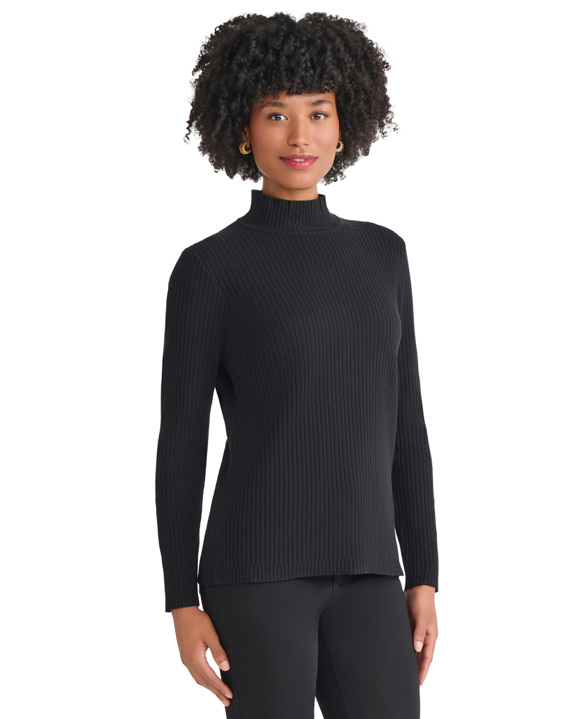 Jones New York Petite Sutton Mock Neck Sweater In Black