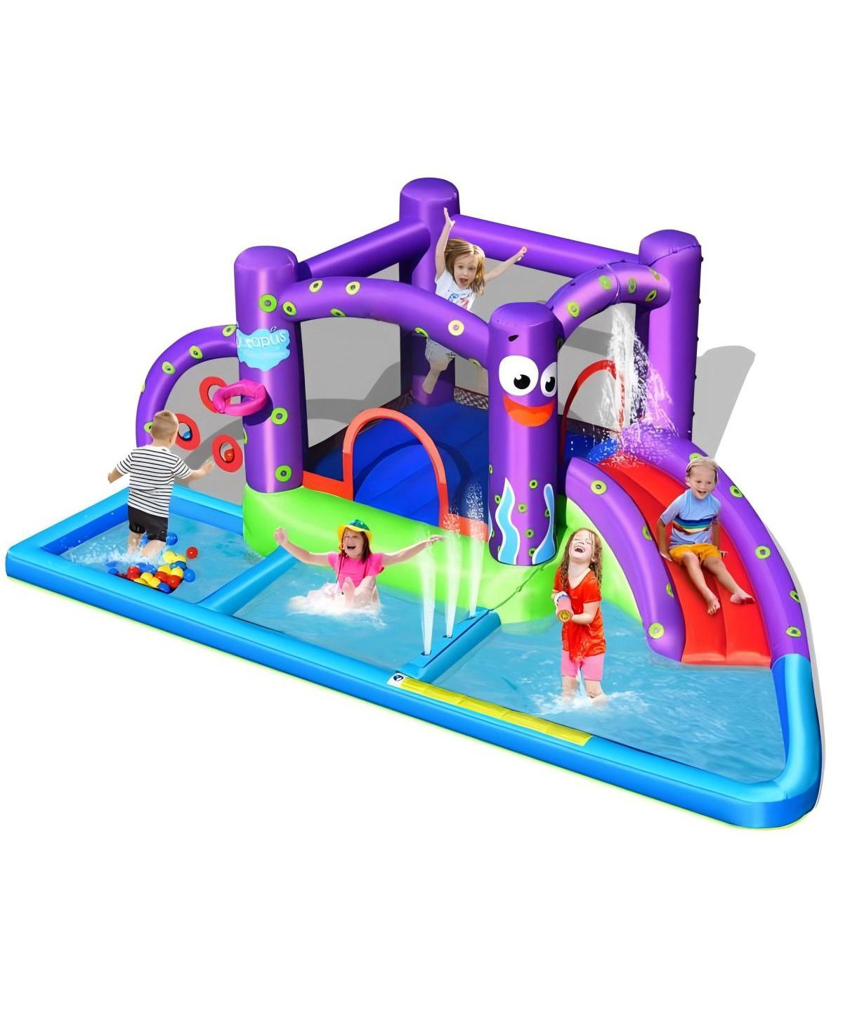 Inflatable Octopus Water Slide Park with Bounce House Pool and Games for Kids