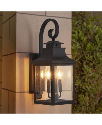 23 Inch Vintage Black Outdoor Wall Lantern Light with Clear Seeded Glass for Porch and Patio