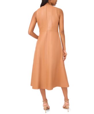 Women's Faux Leather Sleeveless Maxi Dress