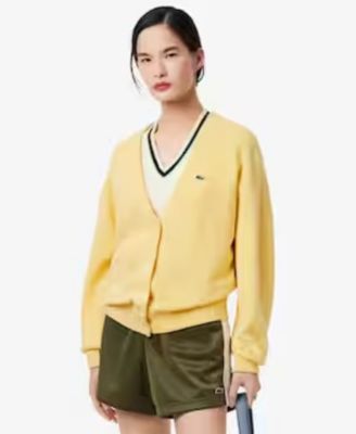 LACOSTE USA Women's V-Neck Cardigan Sweater - Macy's
