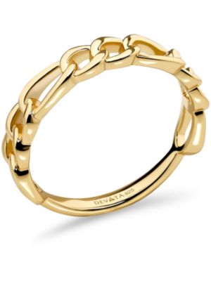 Figaro Link Ring in Gold Plated Sterling Silver, Size 7