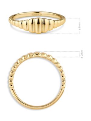 Ribbed Ring in Gold Plated Sterling Silver, Size