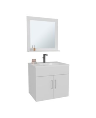 Jette 2-Door 1-Shelf Vanity Sink and Mirror Bathroom Set