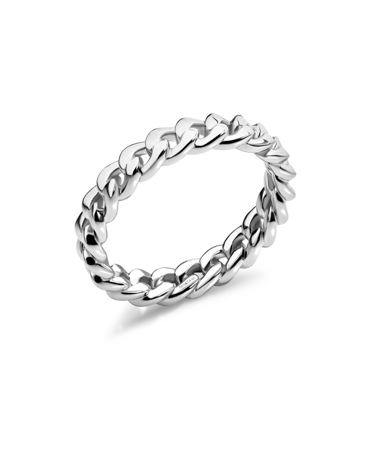 Devata Cuban Link Ring in Rhodium Plated Sterling Silver