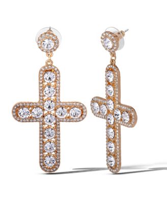 Crystal Cross Drop Earrings