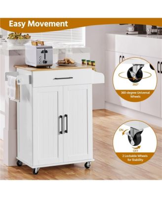 35” H Rolling Kitchen Island Cart with Spice Rack