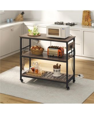 36.5” H Kitchen Island Cart with Charge Station