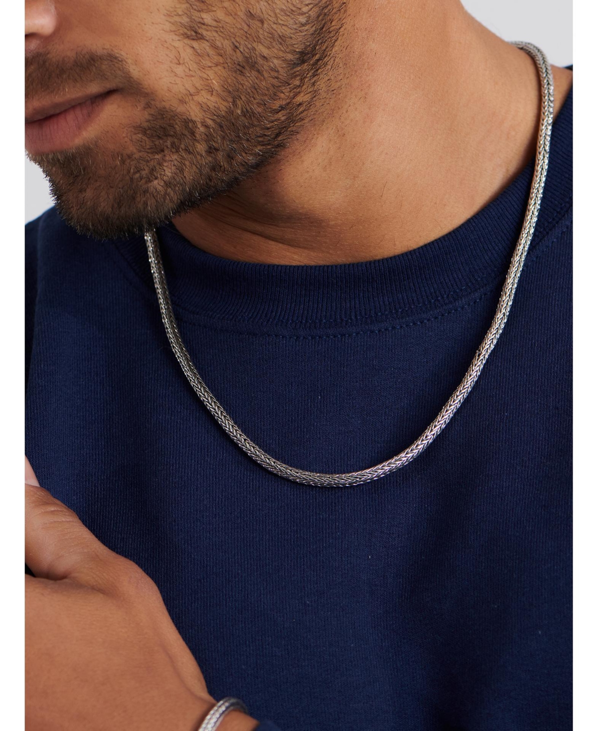 Devata Foxtail Round 4mm Chain Necklace in Sterling Silver, 26 inches