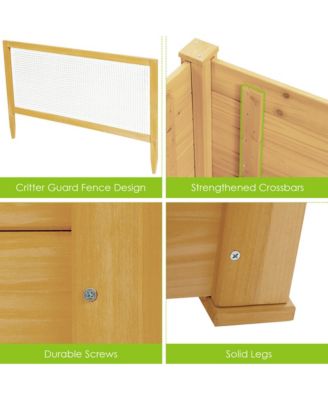 Raised Garden Bed Guard Fence Wooden Garden Box with 9 Grids & Critter