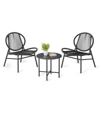 3-Piece Outdoor Seating Acapulco Chair All Weather Small Patio Bistro Set of 2 Chairs and Side Table Modern Outdoor Furniture