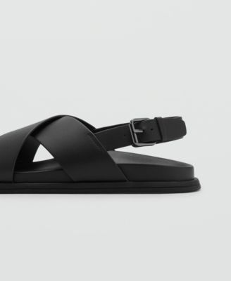 Men's Leather Crossed Strap Sandals