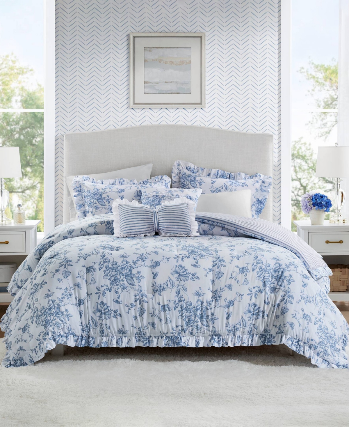 Madison Park Essentials Adele Reversible 5-pc. Comforter Set, Full/queen In Blue