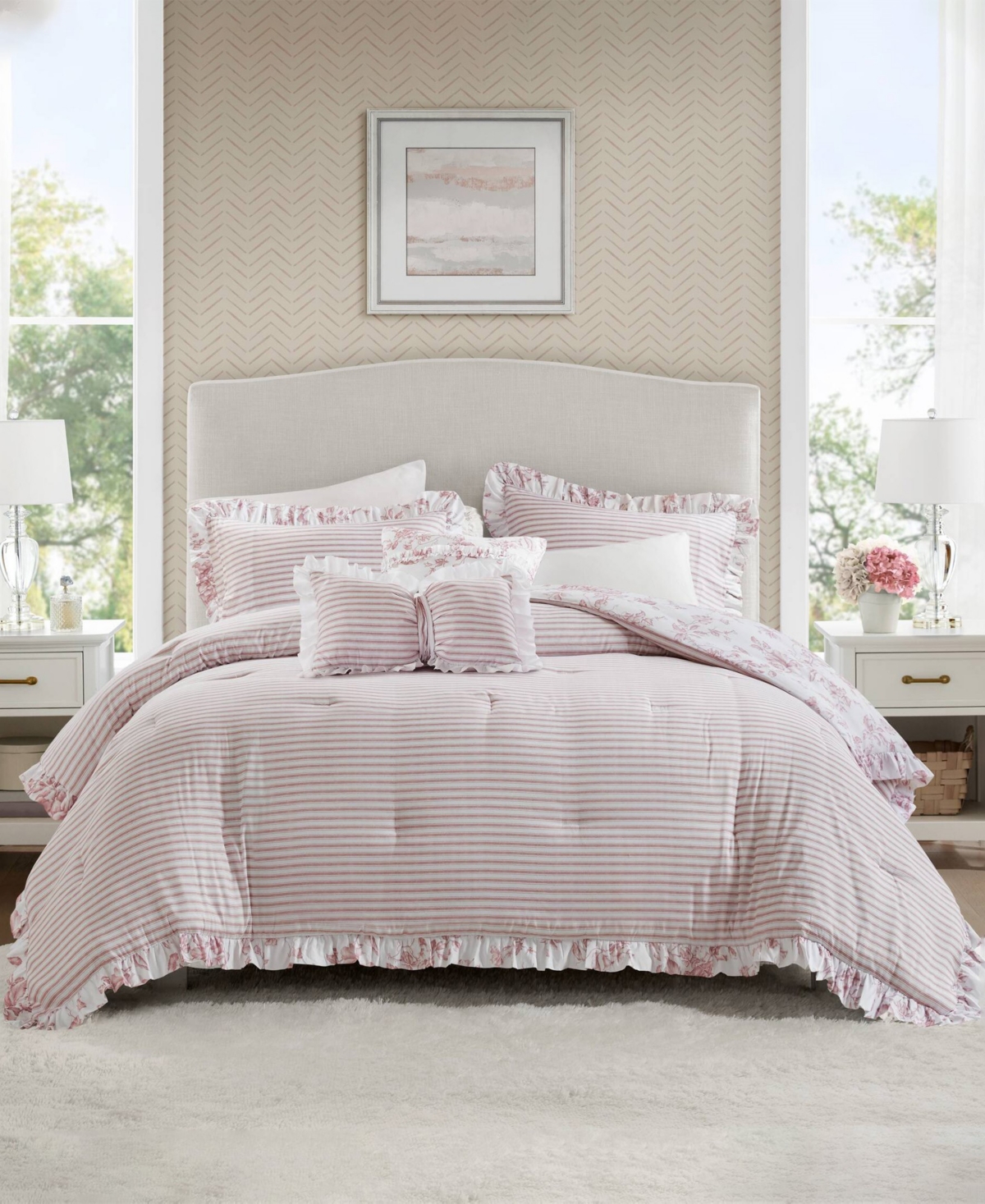 Madison Park Essentials Adele Reversible 5-pc. Comforter Set, Full/queen In Pink
