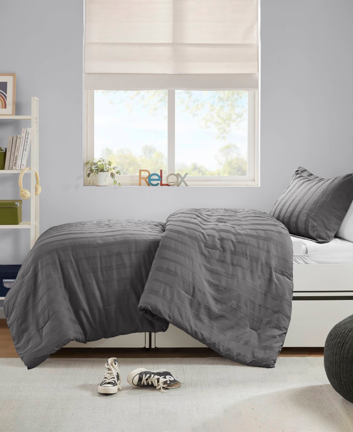 510 Design Logan Woven Striped 2-pc. Duvet Cover Set, Twin/twin Xl In Gray