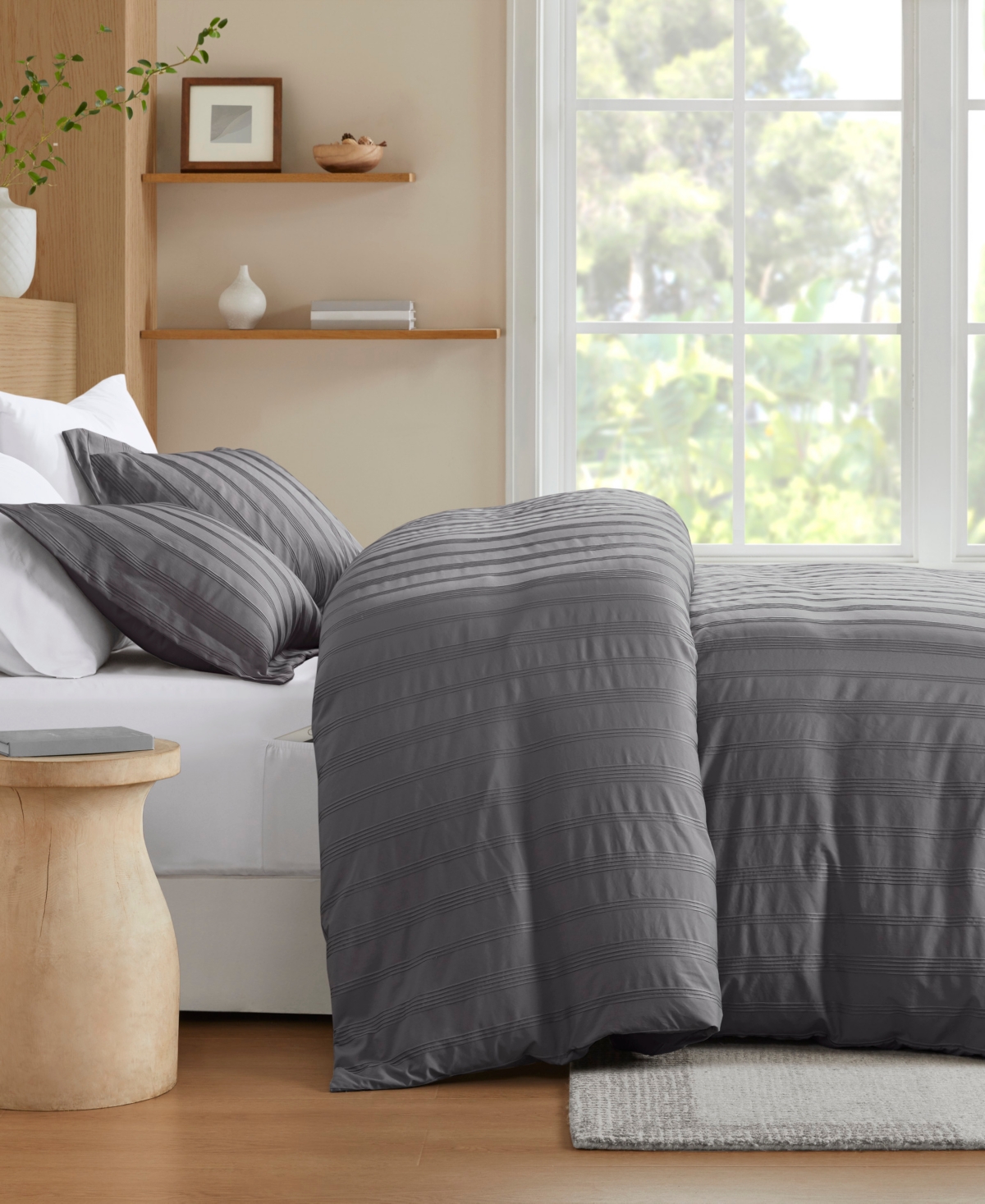 510 Design Logan Woven Striped 3-pc. Duvet Cover Set, King In Gray