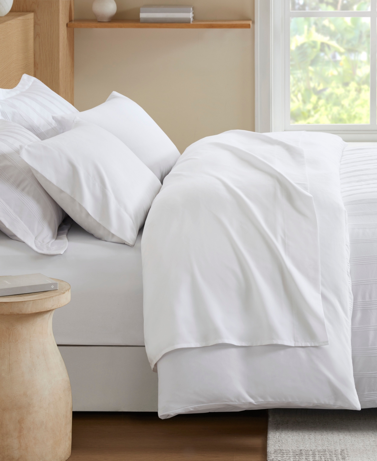 510 Design Logan Woven Striped 3-pc. Duvet Cover Set, King In White