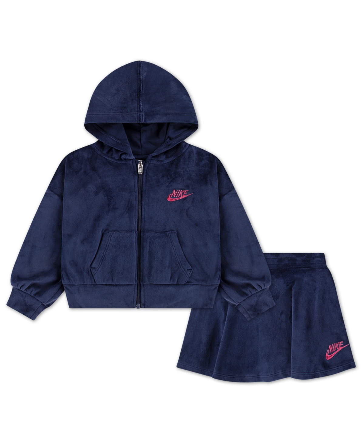 Nike Girls 2T-4T 2-Piece Velour Scooter Hoodie and Skort Set
