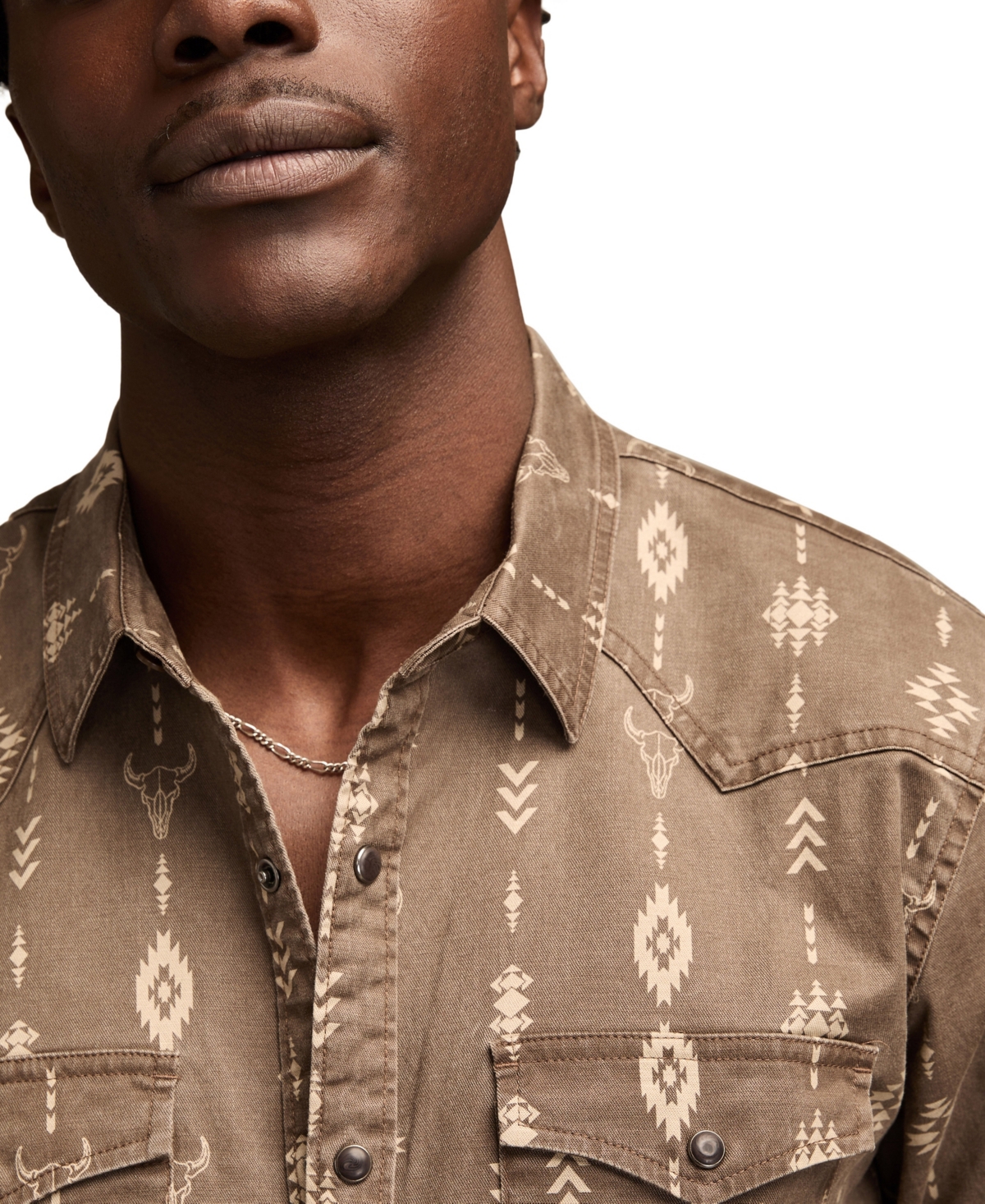 Lucky Brand Men's Long Sleeve Twill Wester Shirt