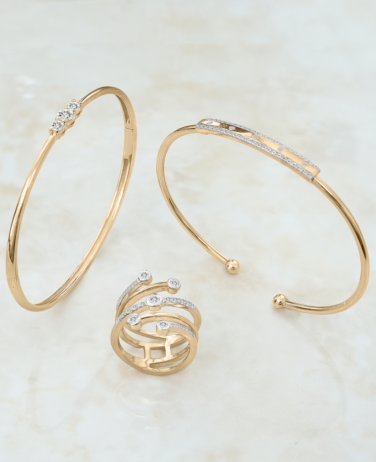 Wrapped Diamond Bangle Bracelet (1/4 ct. t.w.) in 10K Yellow Gold