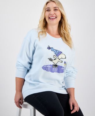 Trendy Plus Size Skating Snoopy Glitter Graphic Sweatshirt
