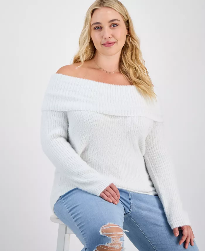 Trendy Plus Size Off-The-Shoulder Sweater - thumbnail 5