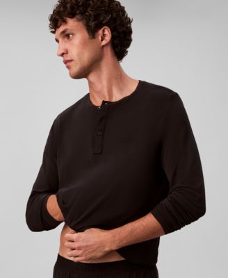 Men's Henley Neck Sleep Top